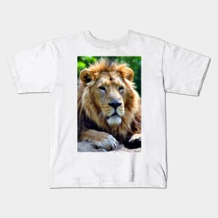 Asiatic Lion Panthera Leo Persica Big Cat Male Kids T-Shirt